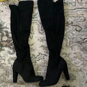 Forever 21 Black Over-the-Knee Boots with High Heel